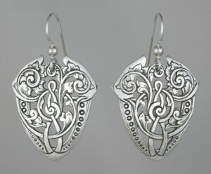 Filigree Shield Earrings Silver
